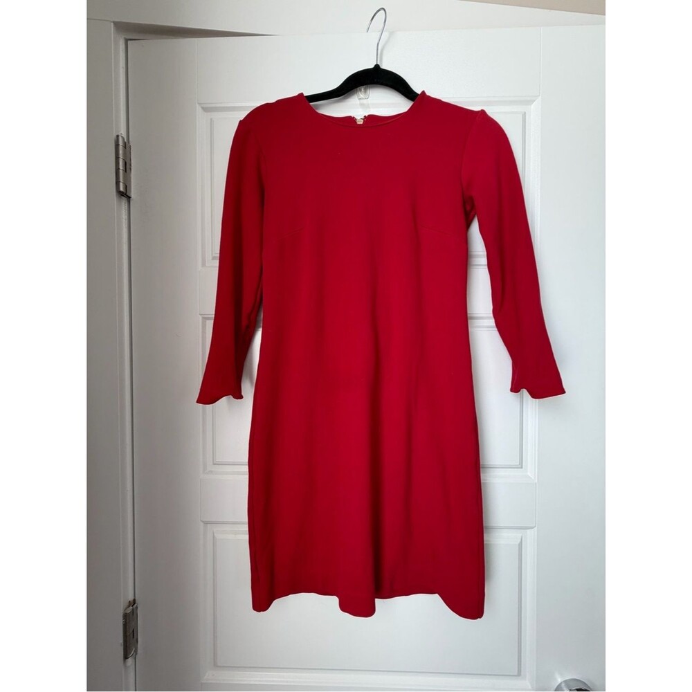 Ann Taylor Bold Red Long-Sleeve Shift Dress-2